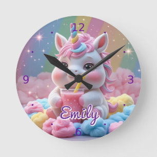 Reloj de pared de unicornio arcoiris - Nombre edit