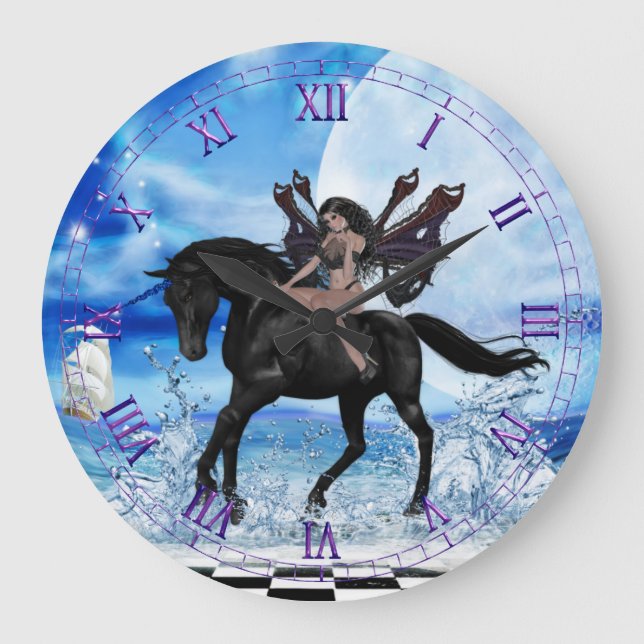 Reloj de pared de Unicornio negro (Anverso)