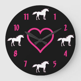 Reloj de pared de unicornio ~ rosa caliente, negro
