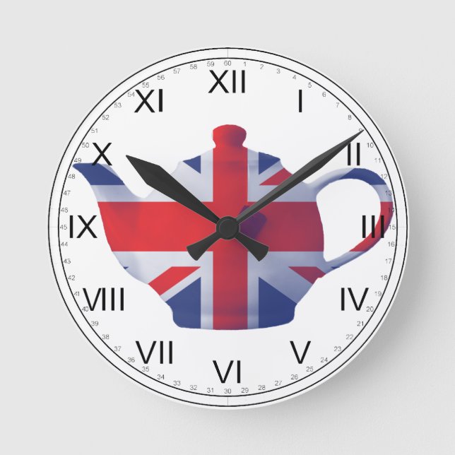 Reloj de pared de Union Jack Teapot (Anverso)
