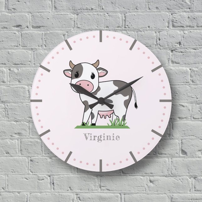 Reloj de pared de vaca corto (Cute Cow Wall Clock)