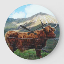 Reloj de pared de vaca de las Highlands - Decoraci