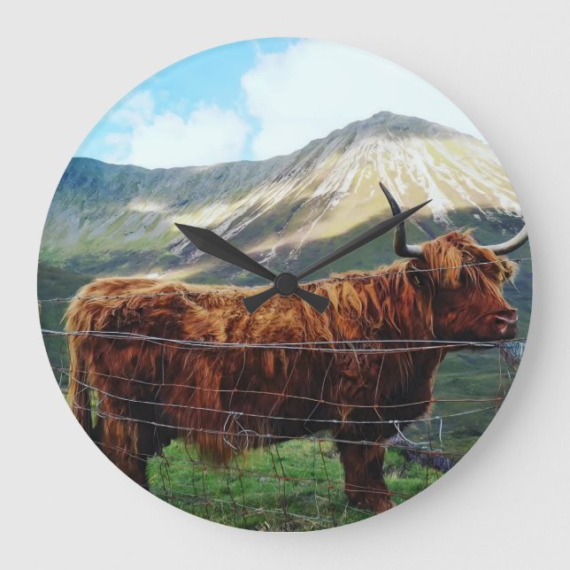 Reloj de pared de vaca de las Tierras Altas - Deco (Anverso)