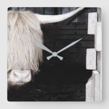 Reloj de pared de vaca Highland, acrílico cuadrado