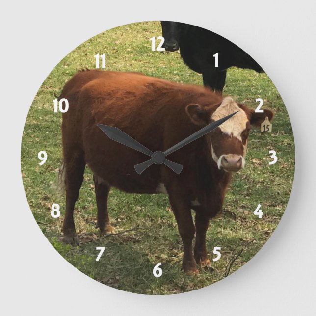 Reloj de pared de vaca marrón (Anverso)