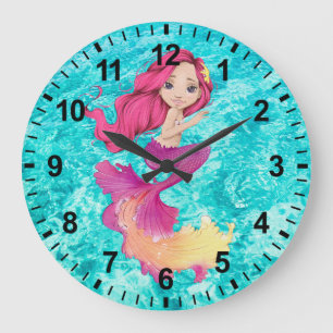 Reloj de pared de vida de sirena