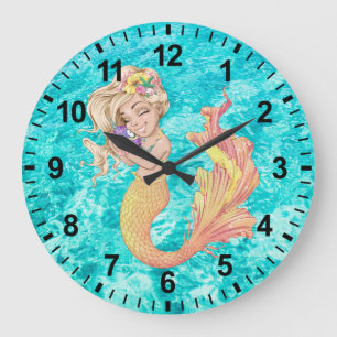 Reloj de pared de vida de sirena