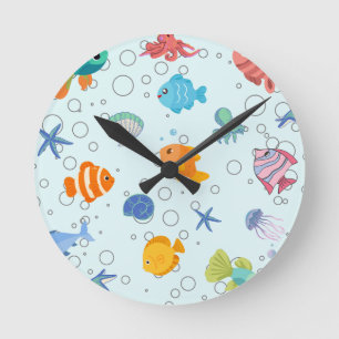 Reloj de pared de vida marina submarina linda