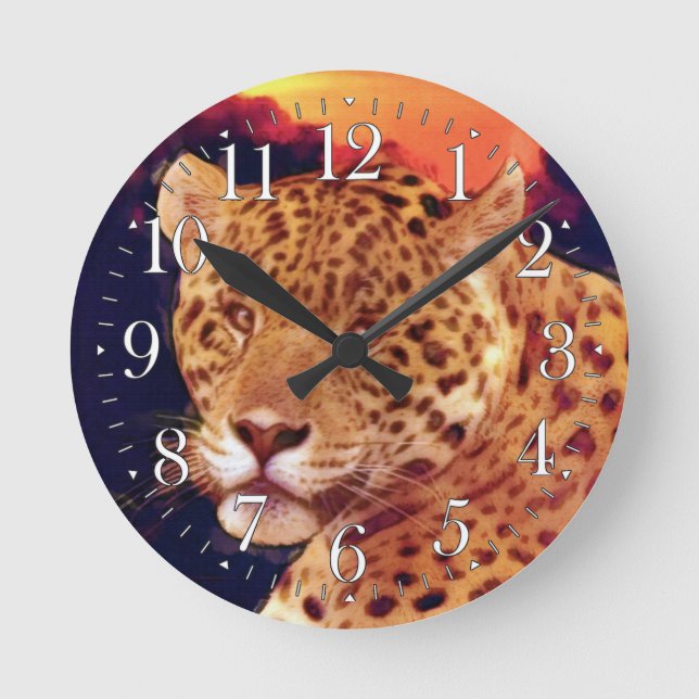 Reloj de pared de vida silvestre de Jaguar Big Cat (Anverso)