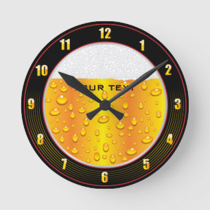 Reloj de pared de vidrio de cerveza