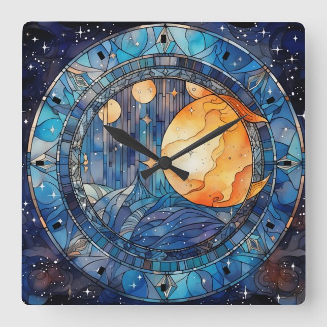 Reloj de pared de vidrio templado celestial (Anverso)
