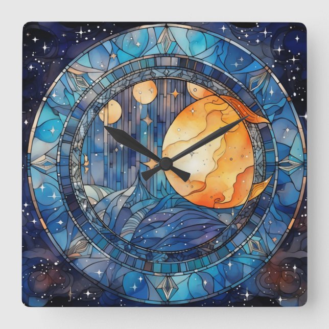 Reloj de pared de vidrio templado celestial (Anverso)