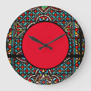 Reloj de pared de vidrio tintado negro y rojo