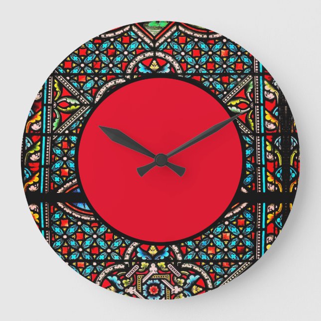 Reloj de pared de vidrio tintado negro y rojo (Anverso)