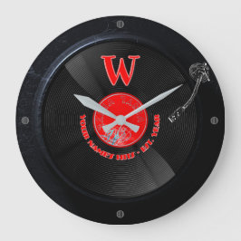 Reloj de pared de vinilo retro con nombre personal