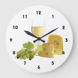 Reloj de pared de vino y queso