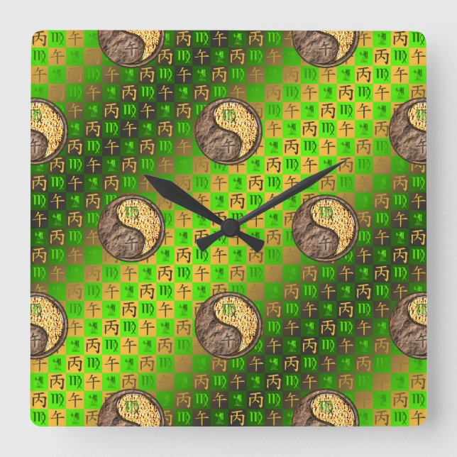 Reloj de pared de Virgo y Caballo de Fuego (Anverso)