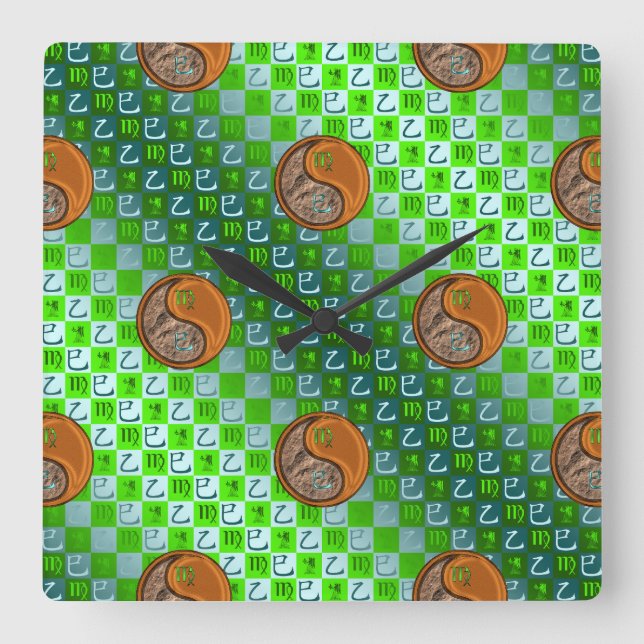 Reloj de pared de Virgo y Serpiente de Madera (Anverso)