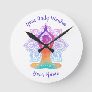 Reloj de pared de yoga personalizado con nombre y 