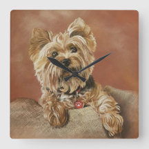 Reloj de pared de Yorkshire Terrier Square