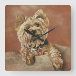Reloj de pared de Yorkshire Terrier Square