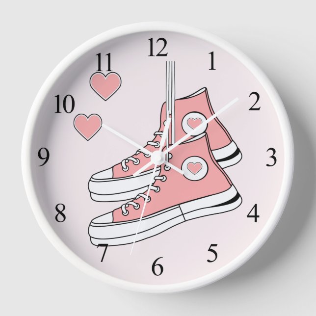 Reloj de pared de zapatillas rosadas (Anverso)