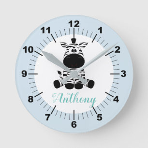 Reloj de pared de zebra para bebé personalizado