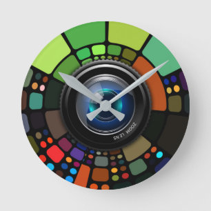 Reloj de pared de zoom de cámara