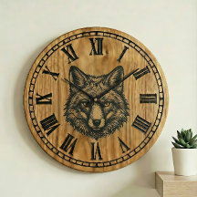 Reloj de pared de zorro - Estilo de madera de vida