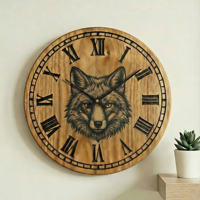 Reloj de pared de zorro - Estilo de madera de vida (Subido por el creador)