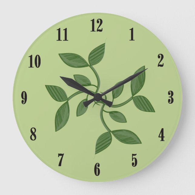 Reloj de pared decorativo de las vides verdes (Anverso)