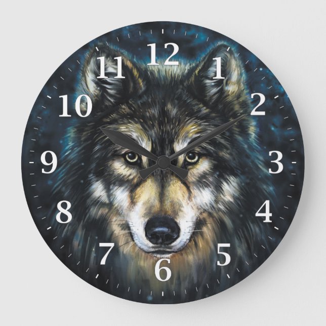 Reloj de pared decorativo del lobo (Anverso)