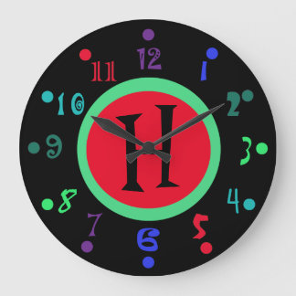 Reloj de pared decorativo del monograma caprichoso