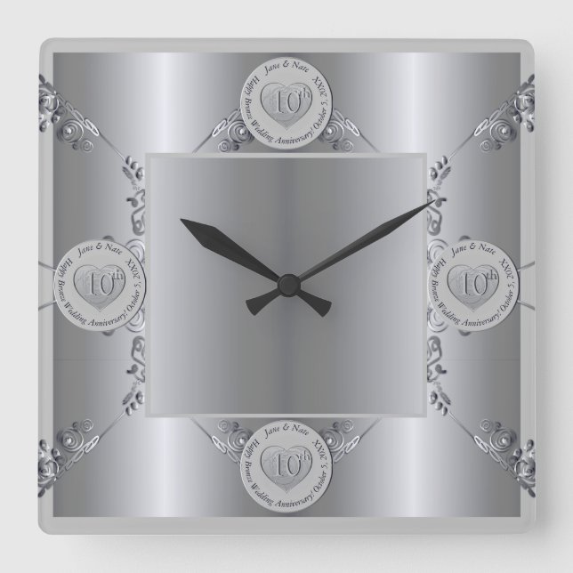 Reloj de pared del 10º aniversario de bodas de est (Anverso)