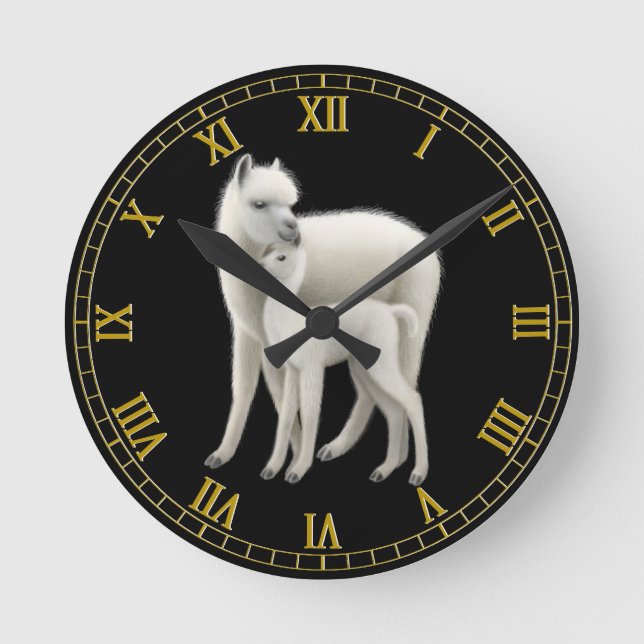 Reloj de pared del amor de madre de la alpaca (Anverso)