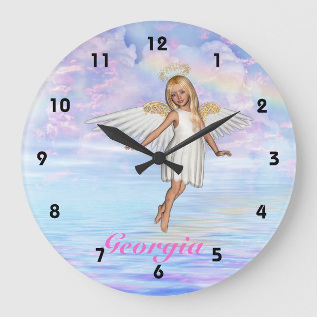 Reloj de pared del Ángel Cielo Personalizado - Num (Anverso)