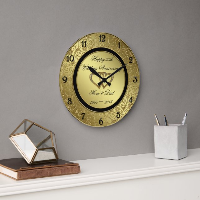 Reloj de pared del aniversario del Boda de Oro clá (Oficina)