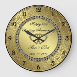 Reloj de pared del aniversario del Boda de Oro clá