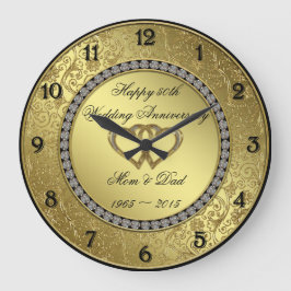 Reloj de pared del aniversario del Boda de Oro clá