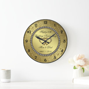 Reloj de pared del aniversario del Boda de Oro clá