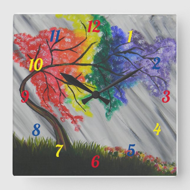 Reloj de pared del árbol de arco iris (Anverso)