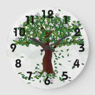 Reloj de pared del árbol de magnolia