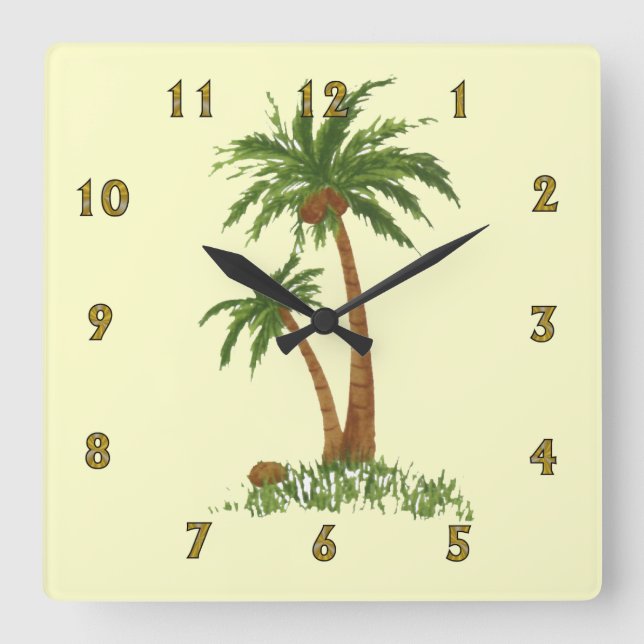 Reloj de pared del árbol de palmas (Anverso)