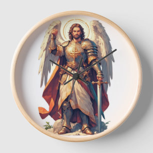 Reloj de pared del arcángel guerrero Miguel