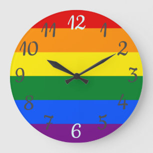 Reloj de pared del arco iris de la bandera del