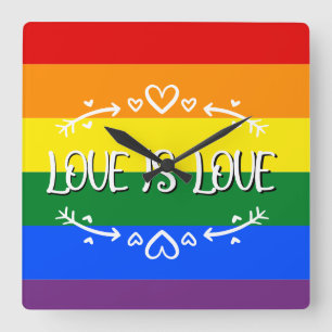 Reloj de pared del arcoíris del orgullo LGBTQ Amor