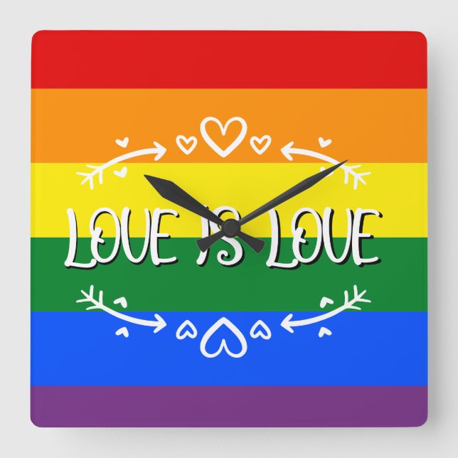 Reloj de pared del arcoíris del orgullo LGBTQ Amor (Anverso)