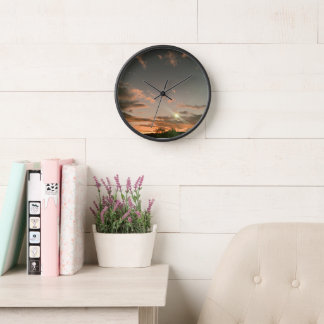 Reloj de pared del atardecer