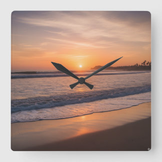Reloj de pared del atardecer oceánico - Diseño cos