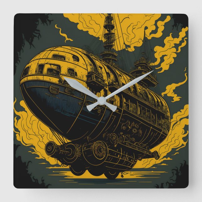 Reloj de pared del barco de esquiar Steampunk (Anverso)